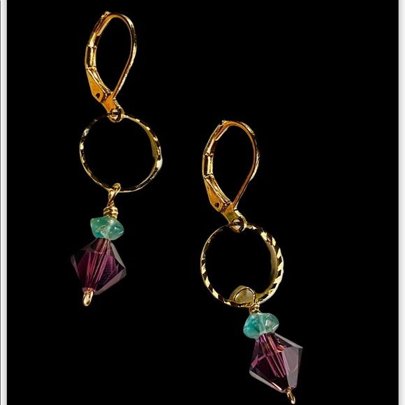 Swarovski Amethyst and Apatite earrings - Picture 4 of 6